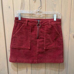 Burgundy Corduroy Mini Skirt Size Small